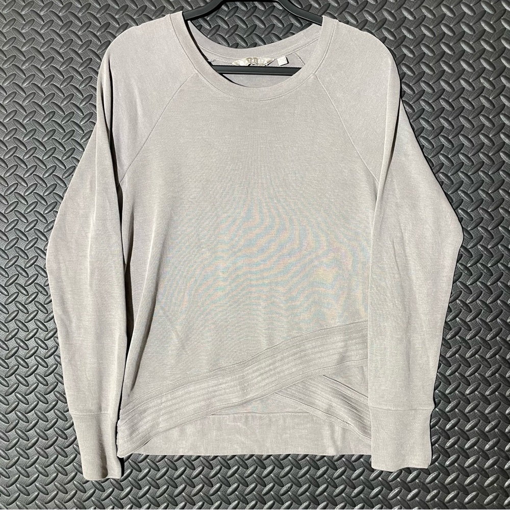 Athleta Women's Serenity Criss Cross Pullover Sweatshirt Gray/Silver Bells Sz S